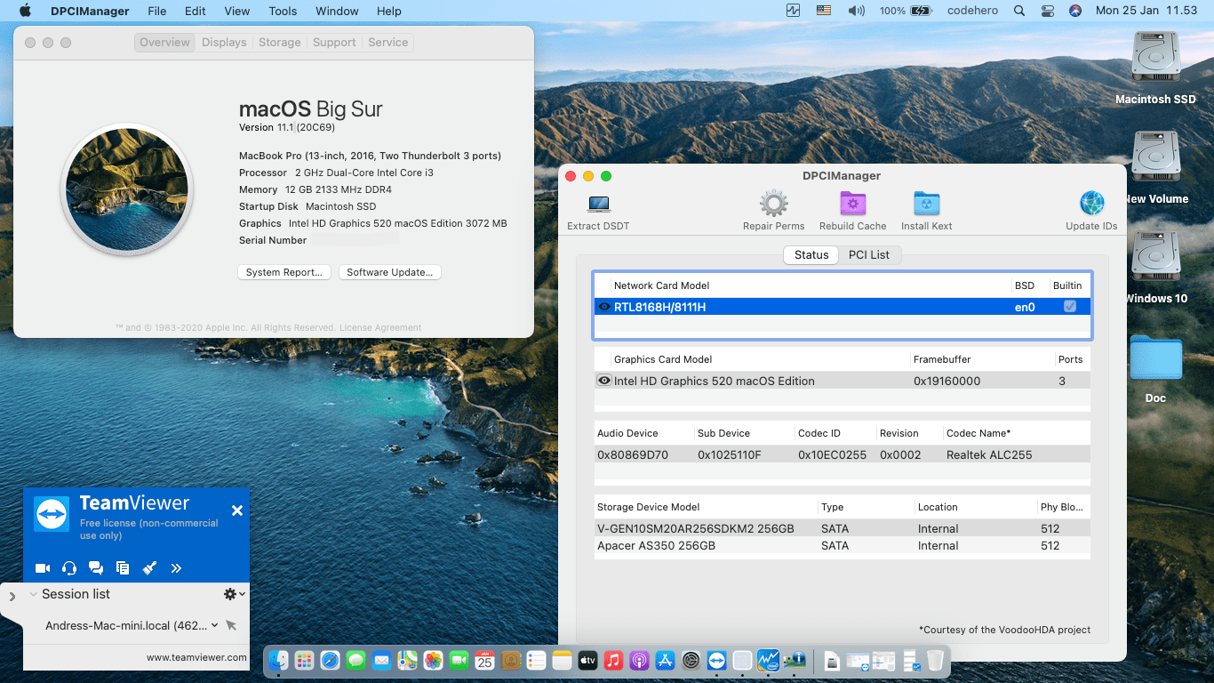 Success Hackintosh macOS Big Sur 11.1 Build 20C69 in Acer Aspire E5-475-30U2